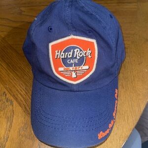 Hard Rock Cafe Navy Adjustable Cap Embroidered Logo Love all Serve All